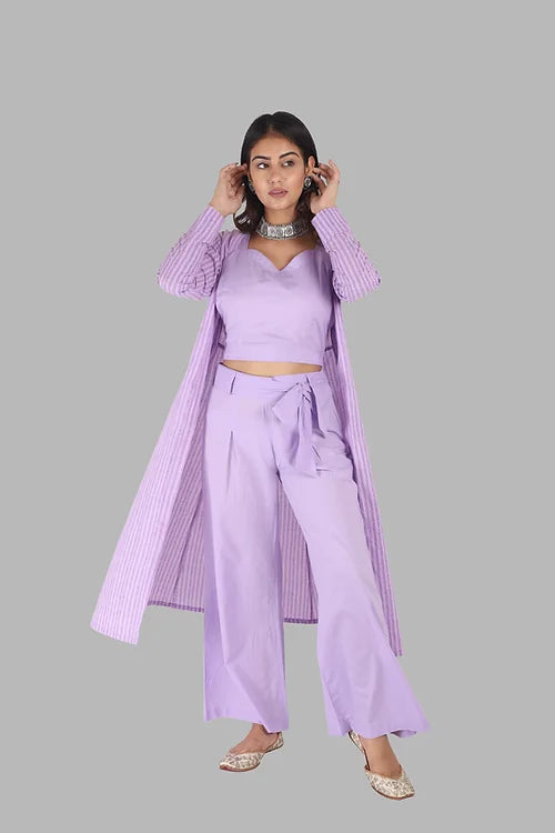 Lilac Co Ord Set With Jacket